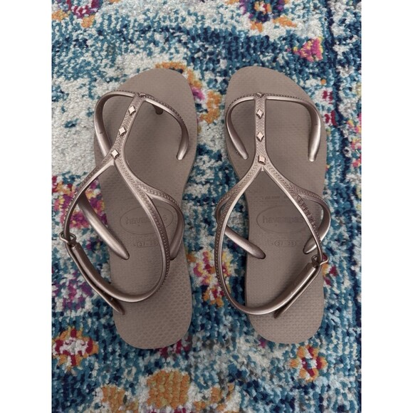 Havainas Allure‎ Maxi Rose Gold Sandals Womens Size 7/8 - Picture 1 of 5